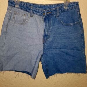 Fashion Nova Vintage Shorts || Ariel Color Block Denim Shorts || Multicolor Blue